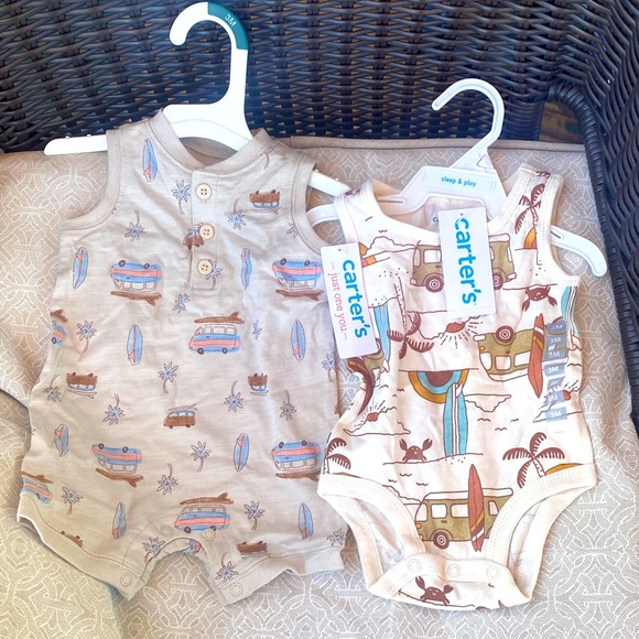 Carter's Beige and Cream Baby Romper Set size 3 Months You will get both - Picture 1 of 8